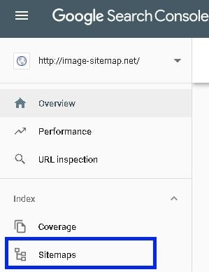 google search console menu